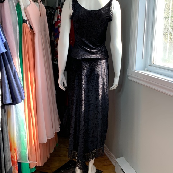 Set Top Skirt Dress Velvet GOTHIC Punk Lace Corset Halloween Small - Picture 5 of 12